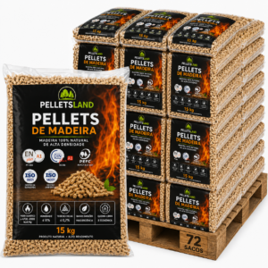 Palete de Pellets PELLETSLAND ENplus A1 – 72 Sacos de 15 kg – 1080 kg