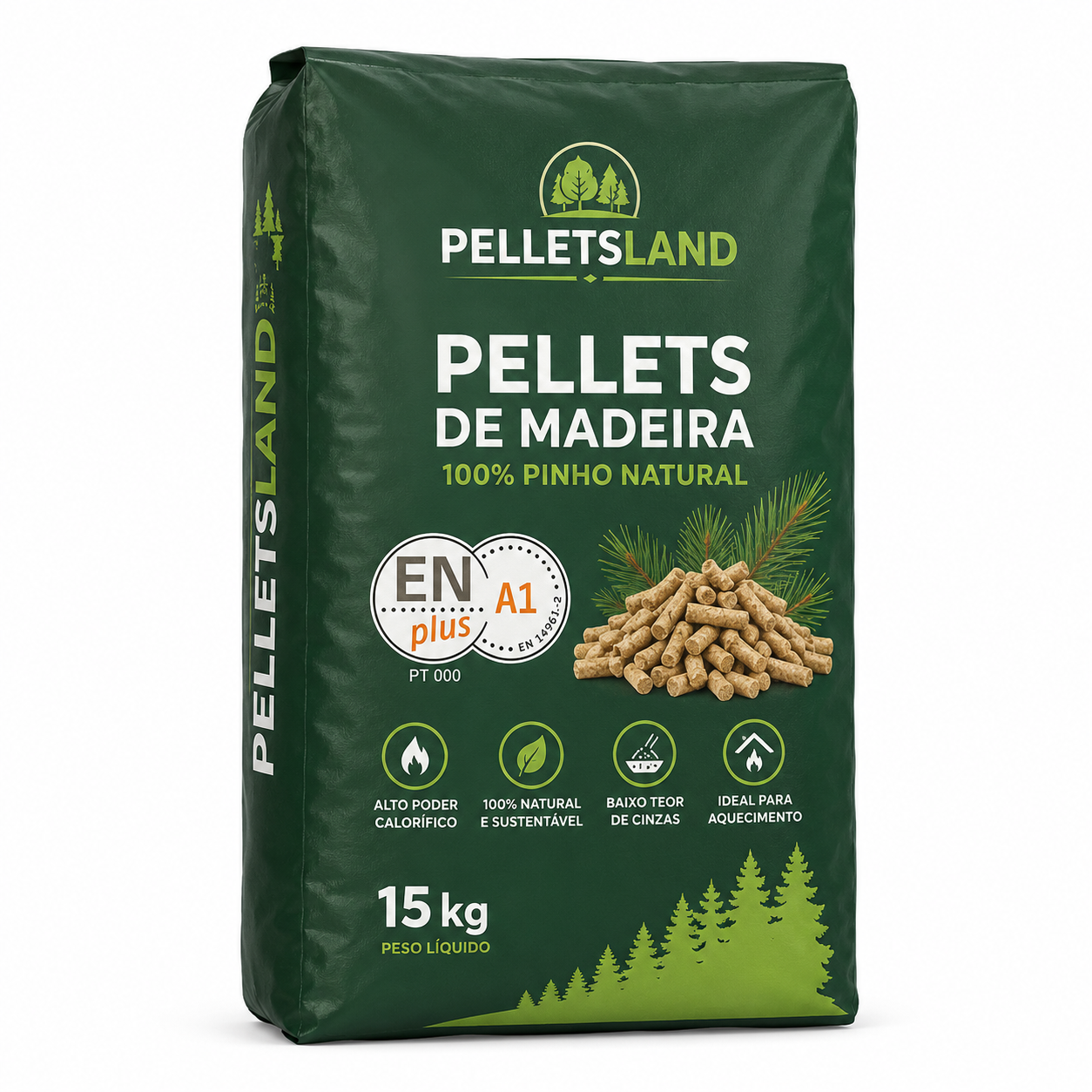 Palete Pellets de Madeira PELLETSLAND ENplus A1 – 65 Sacos de 15 kg – 975 kg - Image 2
