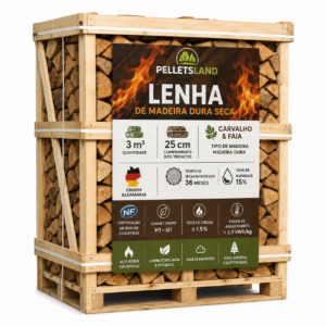 Lenha de Madeira Dura Seca – 3 m³ – 25 cm – Carvalho e Faia – Alemanha